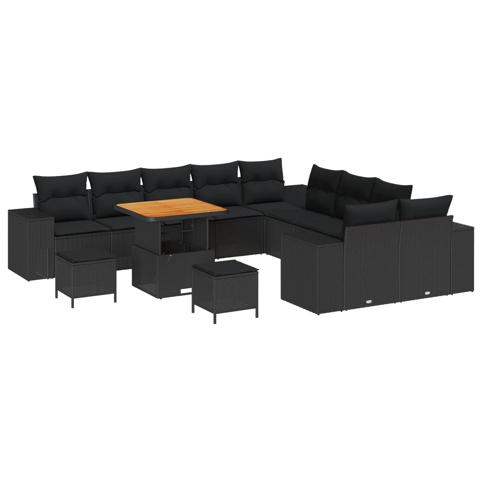 Gartensofa-set 13 Stk. Schwarz Poly-Rattan