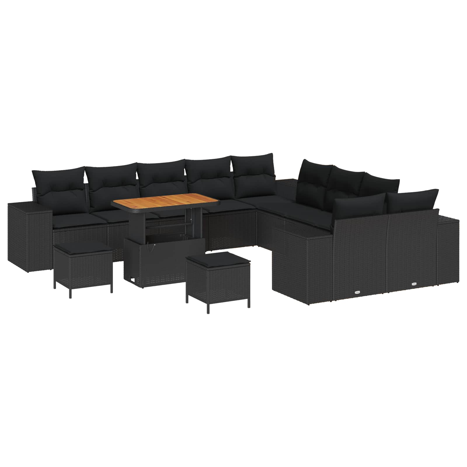 Gartensofa-set 13 stk. Schwarz Poly-Rattan