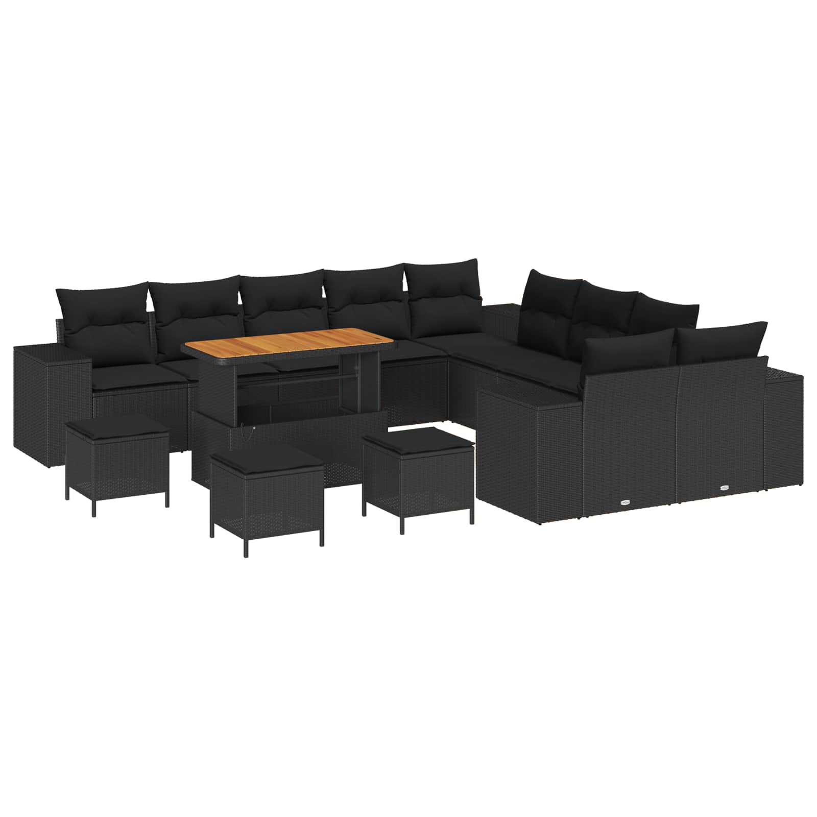 Gartensofa-set 14 Stk. Schwarz Poly-Rattan