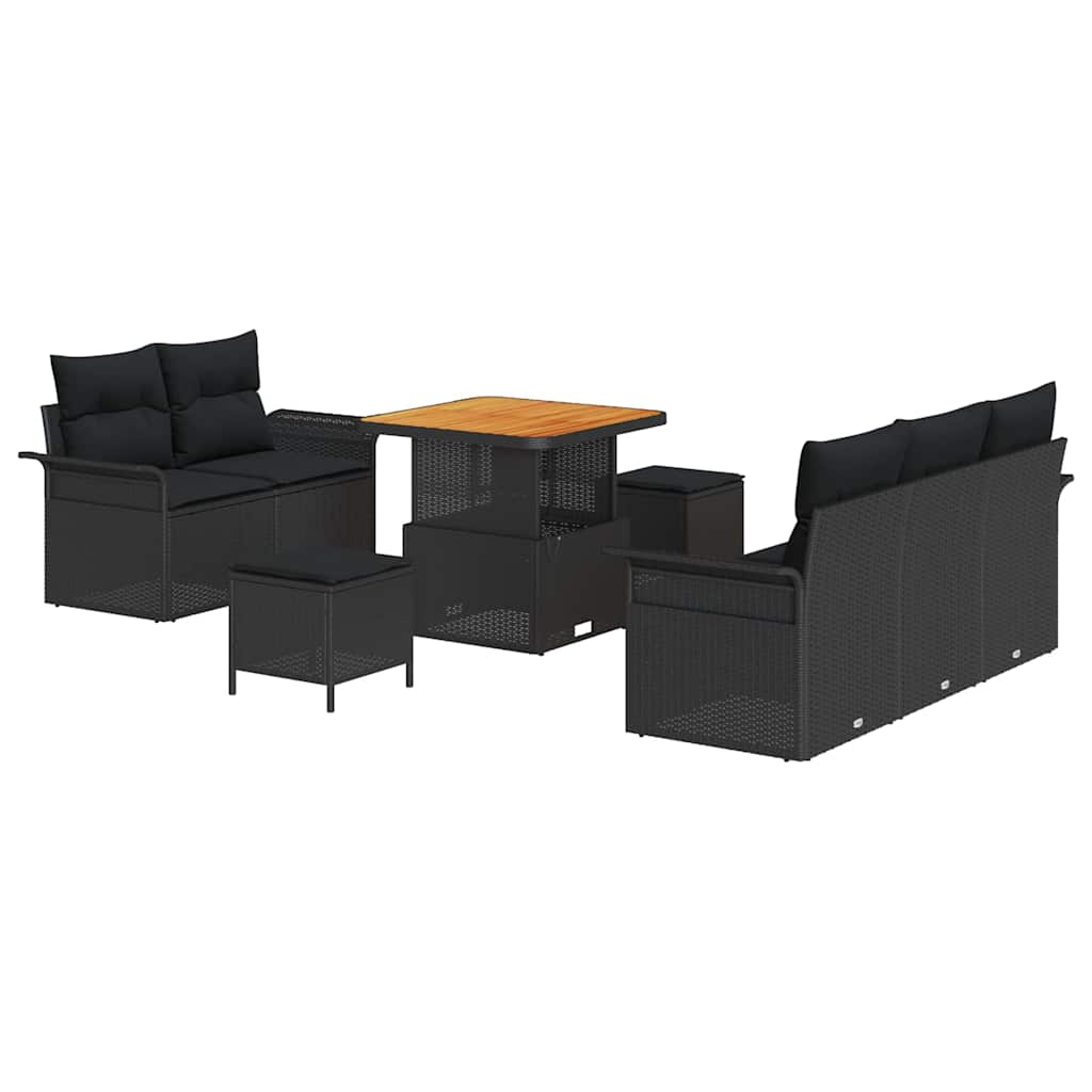 Gartensofa-set 8 stk. Schwarz Poly-Rattan