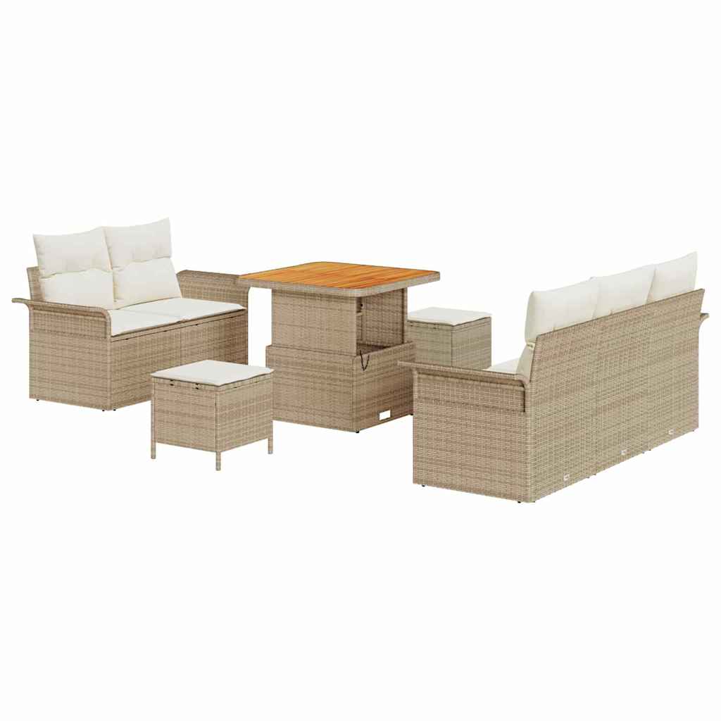 Gartensofa-set 8 stk. Beige Poly-Rattan