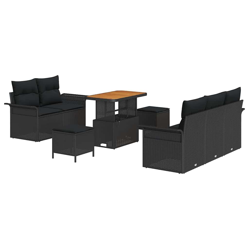 Gartensofa-set 8 stk. Schwarz Poly-Rattan