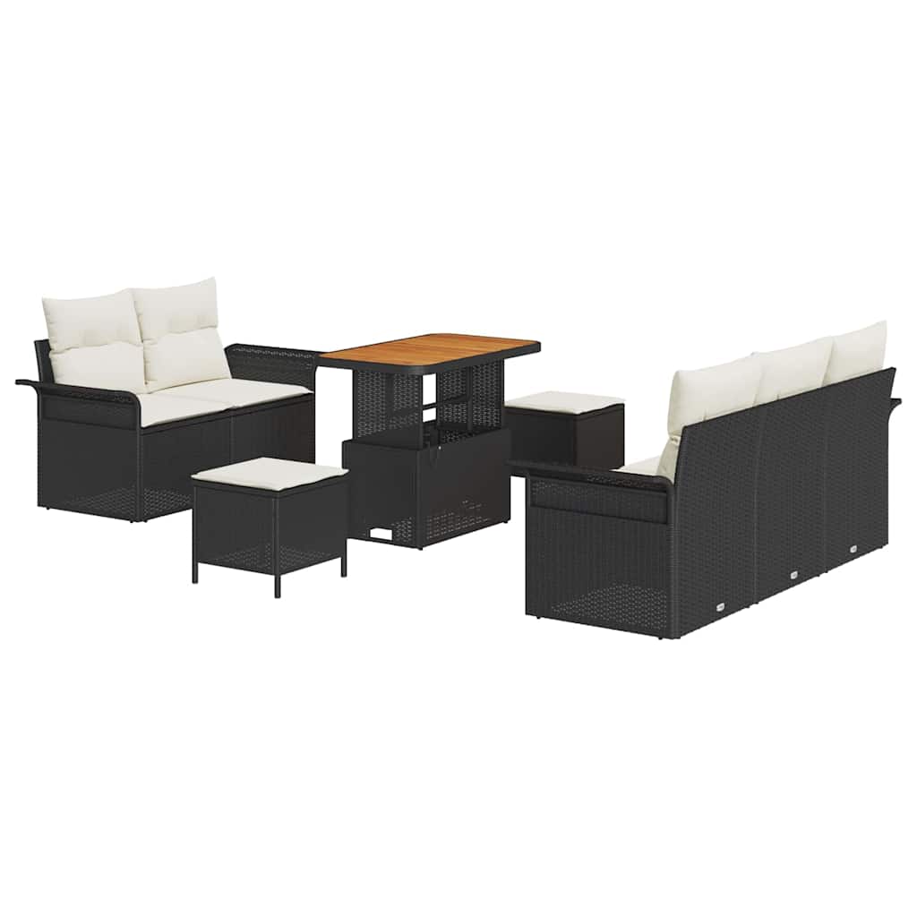 Gartensofa-set 8 stk. Schwarz Poly-Rattan