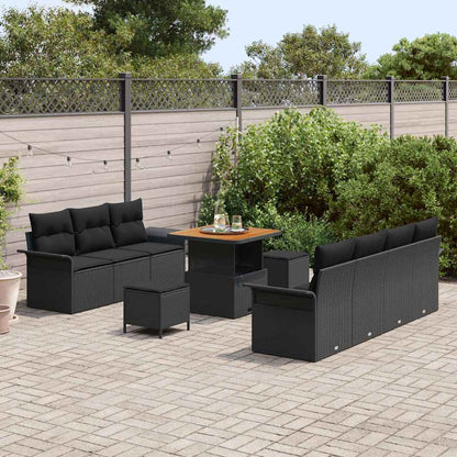 Gartensofa-set 10 stk. Schwarz Poly-Rattan