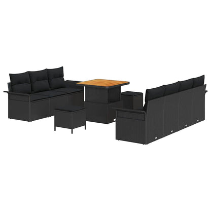 Gartensofa-set 10 stk. Schwarz Poly-Rattan