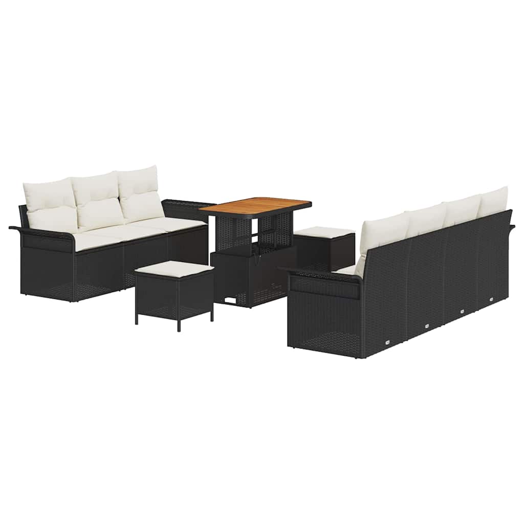 Gartensofa-set 10 stk. Schwarz Poly-Rattan