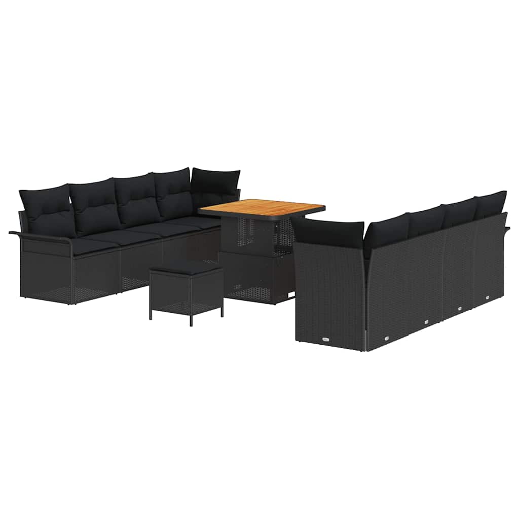 Gartensofa-set 11 stk. Schwarz Poly-Rattan