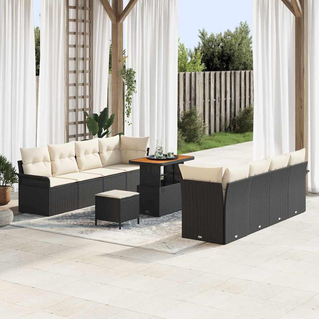 Gartensofa-set 11 stk. Schwarz Poly-Rattan