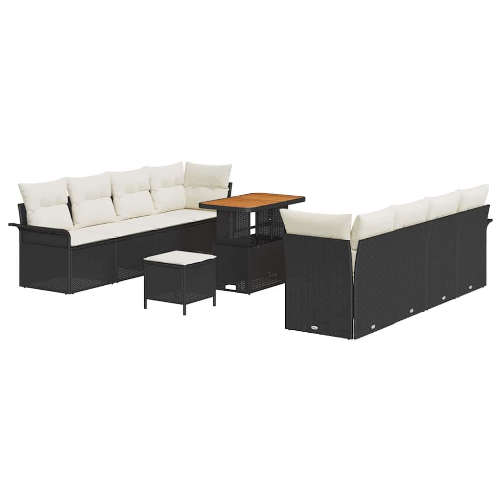 Gartensofa-set 11 stk. Schwarz Poly-Rattan