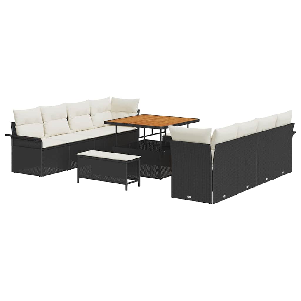 Gartensofa-set 11 stk. Schwarz Poly-Rattan
