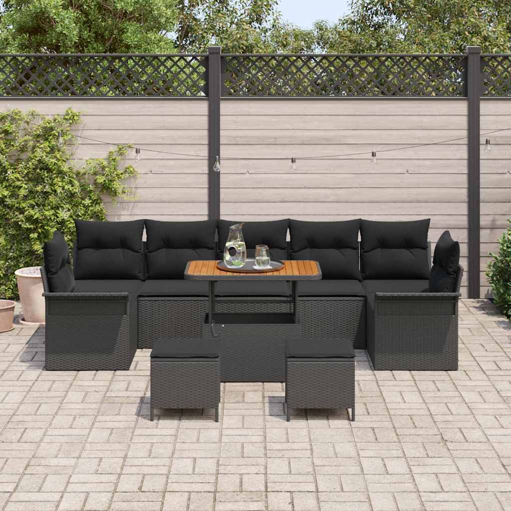 Gartensofa-set 10 stk. Schwarz Poly-Rattan