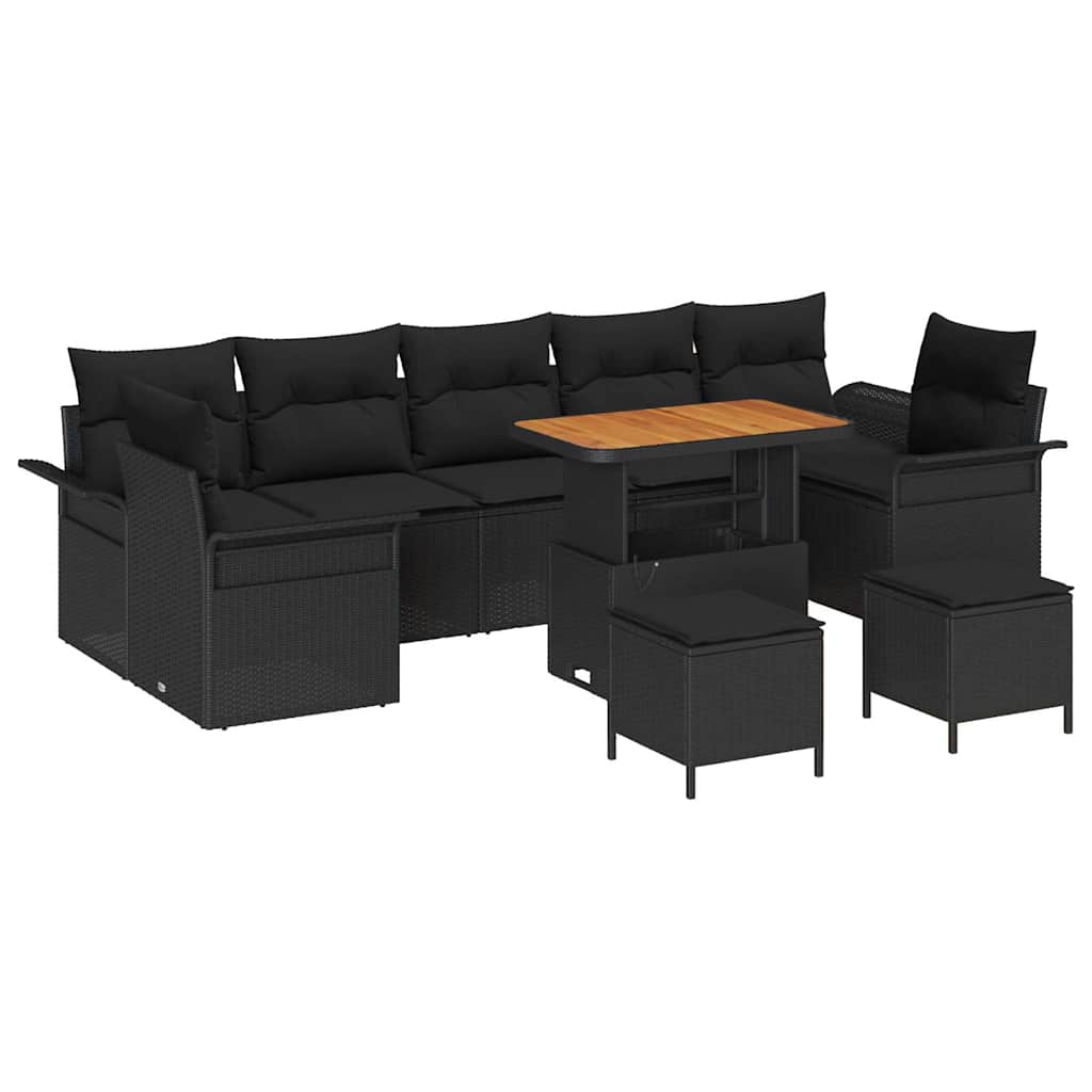 Gartensofa-set 10 stk. Schwarz Poly-Rattan