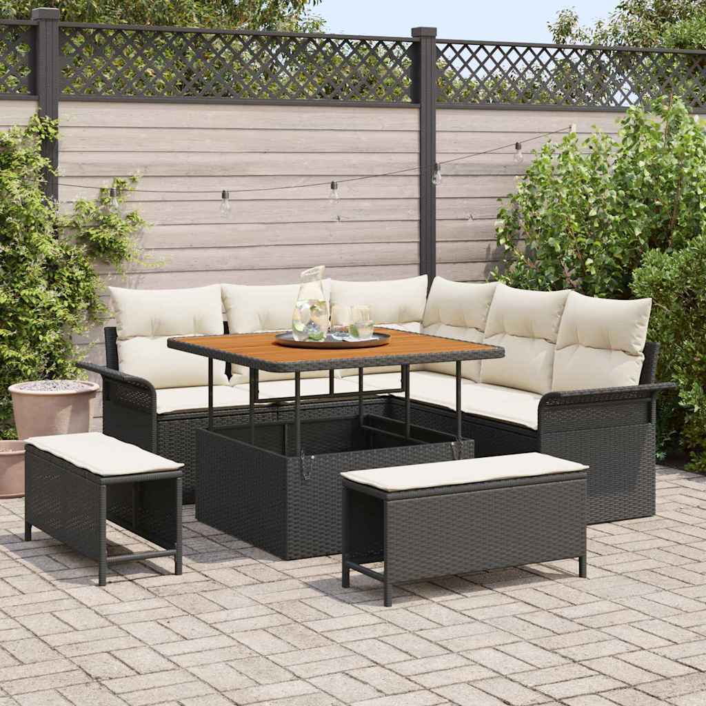 Gartensofa-set 8 stk. Schwarz Poly-Rattan