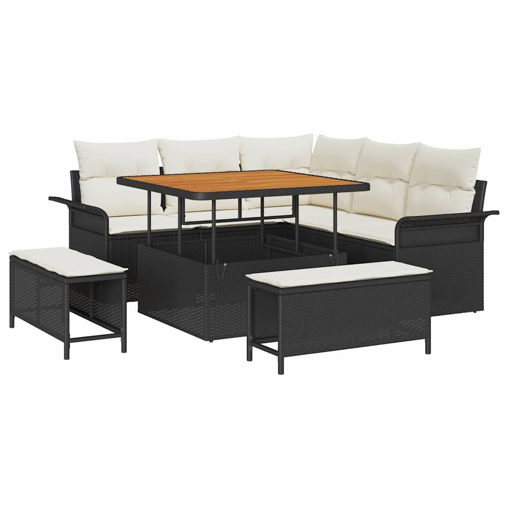 Gartensofa-set 8 stk. Schwarz Poly-Rattan