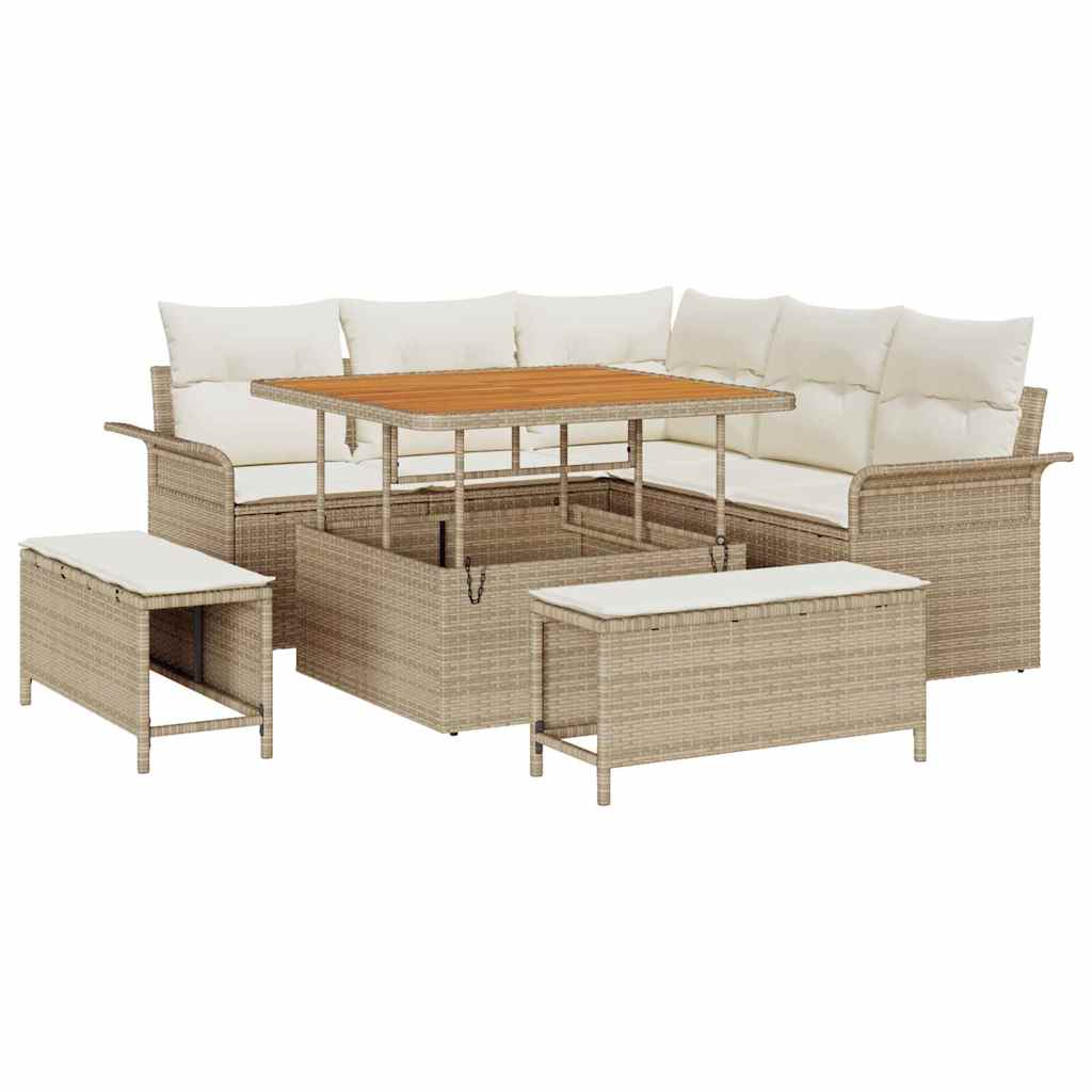 Gartensofa-set 8 stk. Beige Poly-Rattan