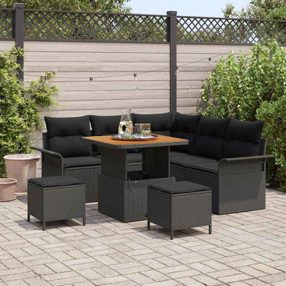 Gartensofa-set 8 stk. Schwarz Poly-Rattan