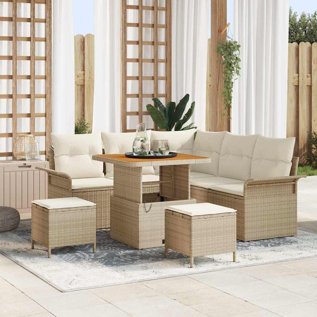 Gartensofa-set 8 stk. Beige Poly-Rattan