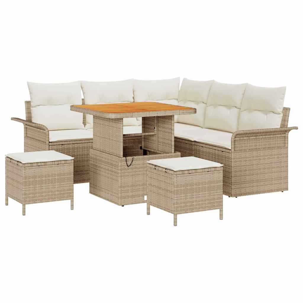 Gartensofa-set 8 stk. Beige Poly-Rattan