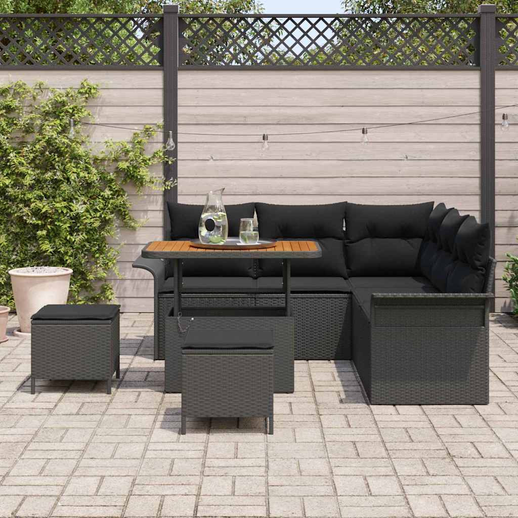 Gartensofa-set 8 stk. Schwarz Poly-Rattan