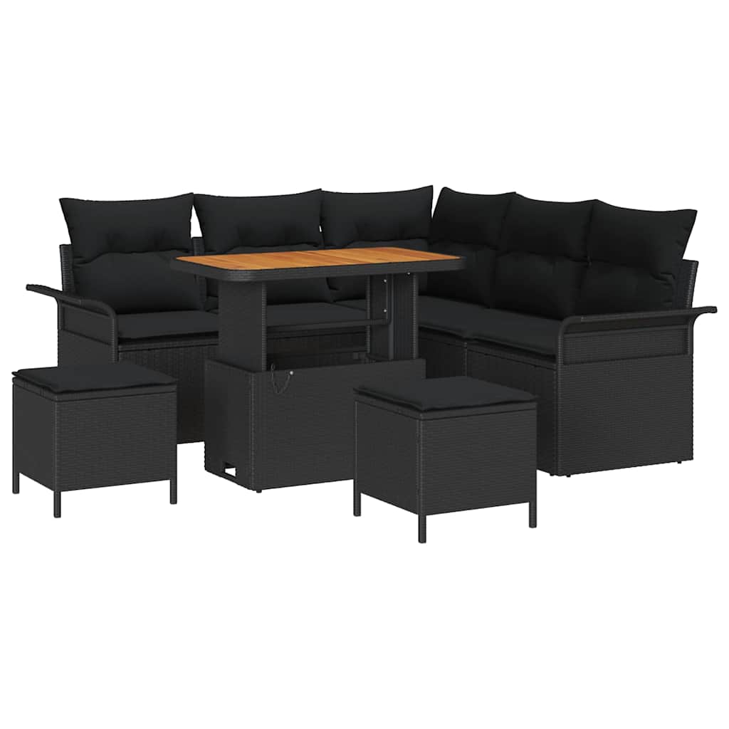 Gartensofa-set 8 stk. Schwarz Poly-Rattan