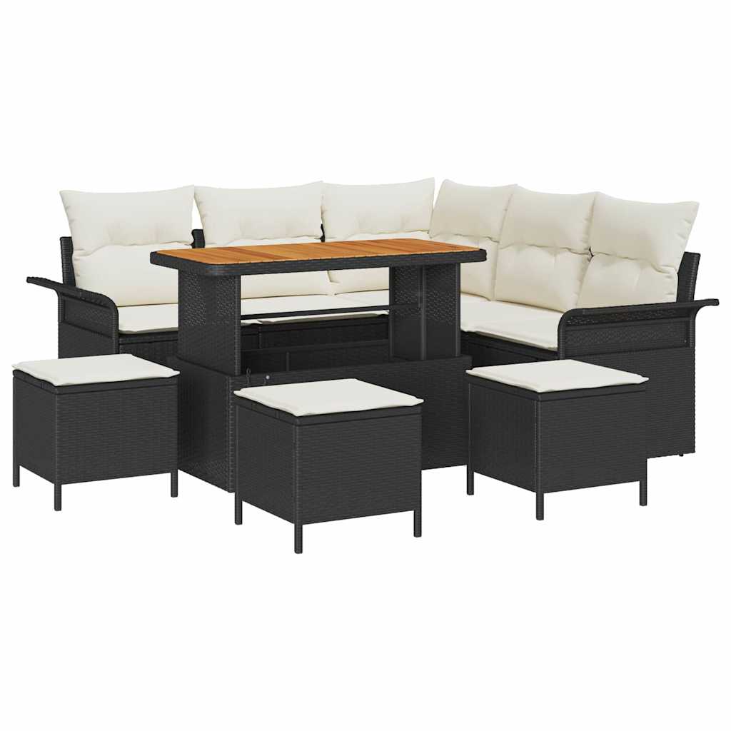 Gartensofa-set 9 stk. Schwarz Poly-Rattan