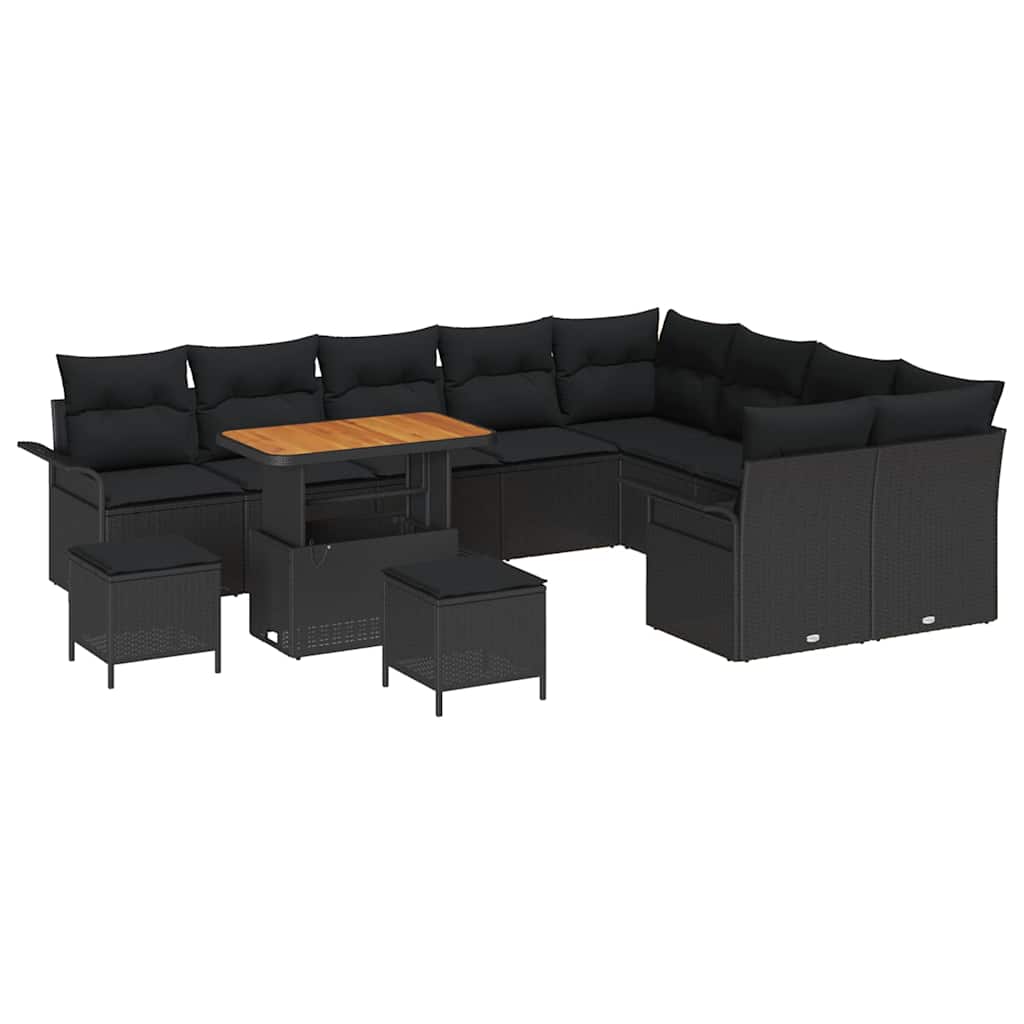 Gartensofa-set 12 stk. Schwarz Poly-Rattan