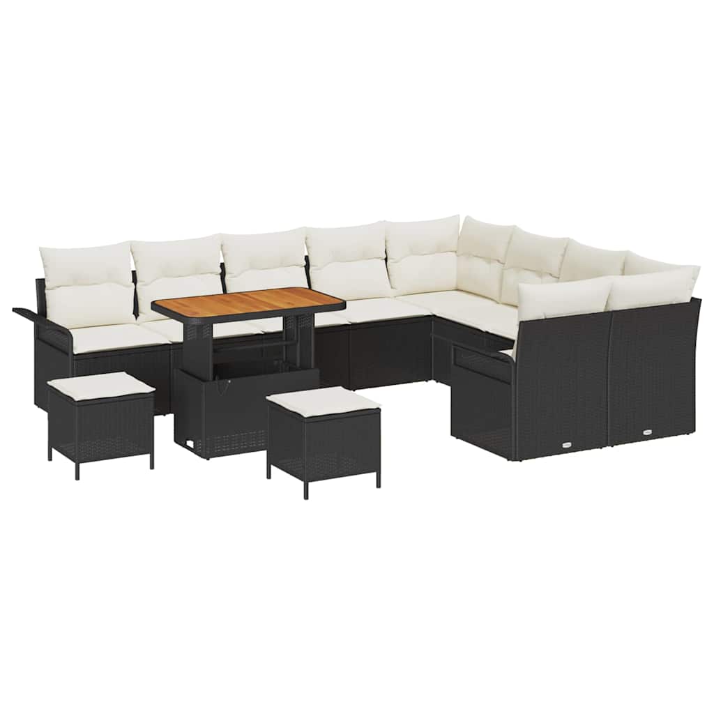 Gartensofa-set 12 stk. Schwarz Poly-Rattan