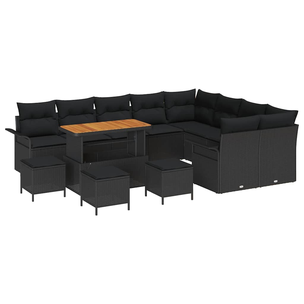 Gartensofa-set 13 stk. Schwarz Poly-Rattan