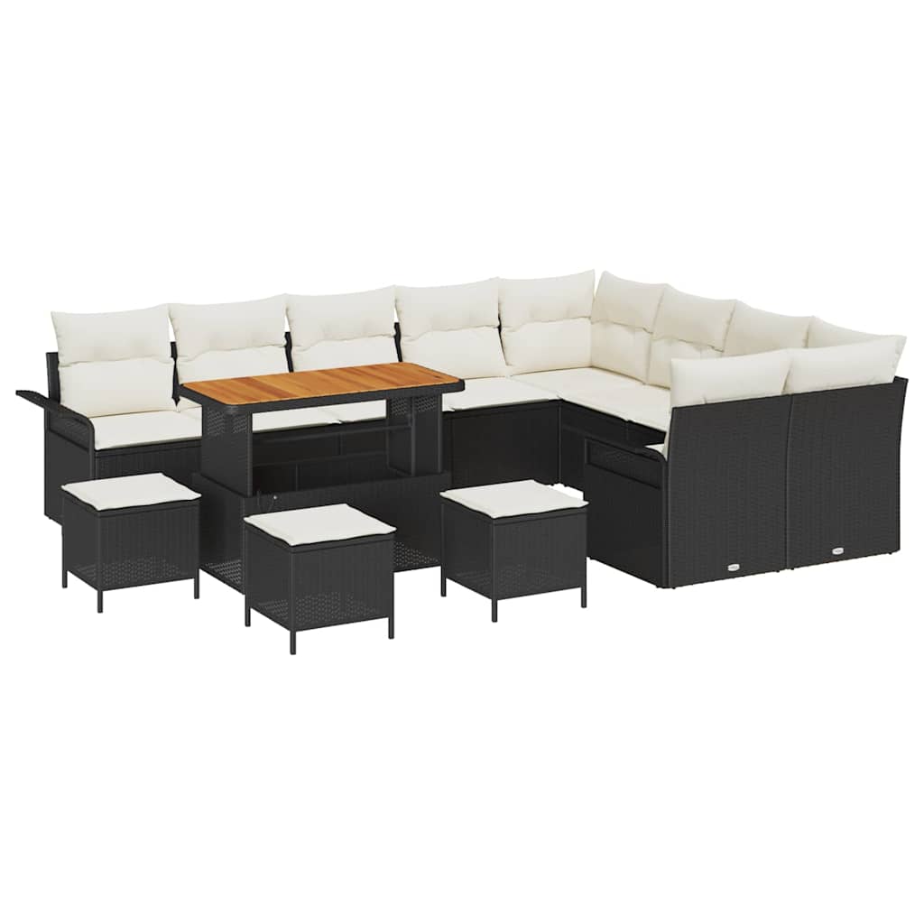 Gartensofa-set 13 Stk. Schwarz Poly-Rattan