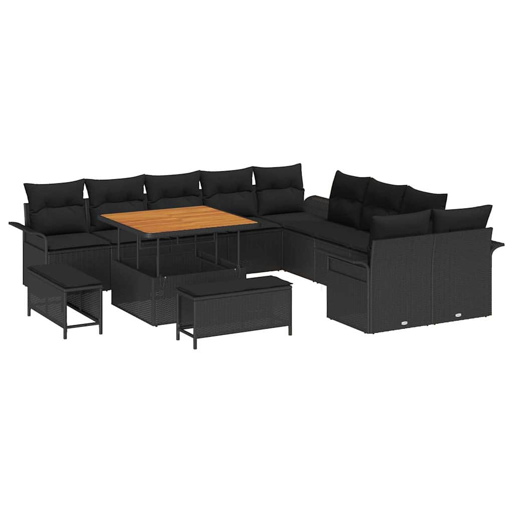 Gartensofa-set 13 stk. Schwarz Poly-Rattan