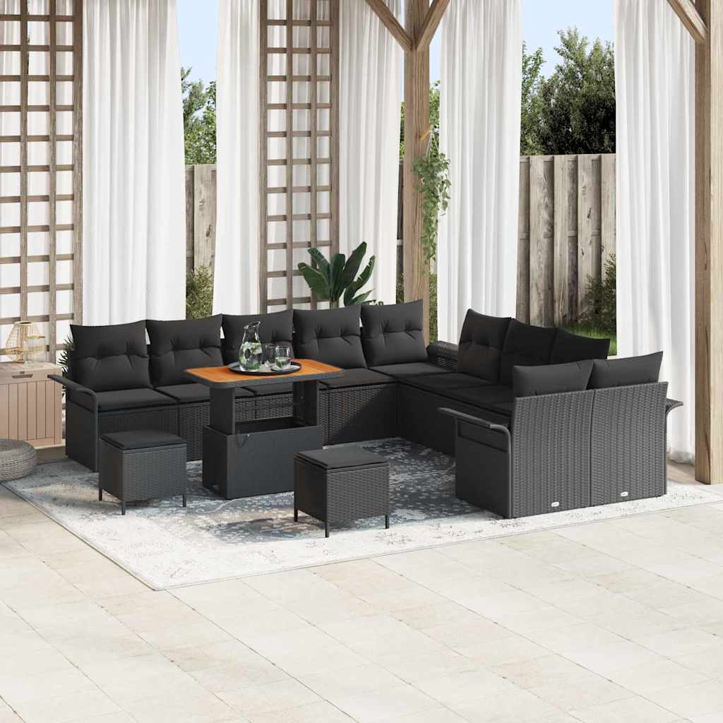 Gartensofa-set 13 stk. Schwarz Poly-Rattan