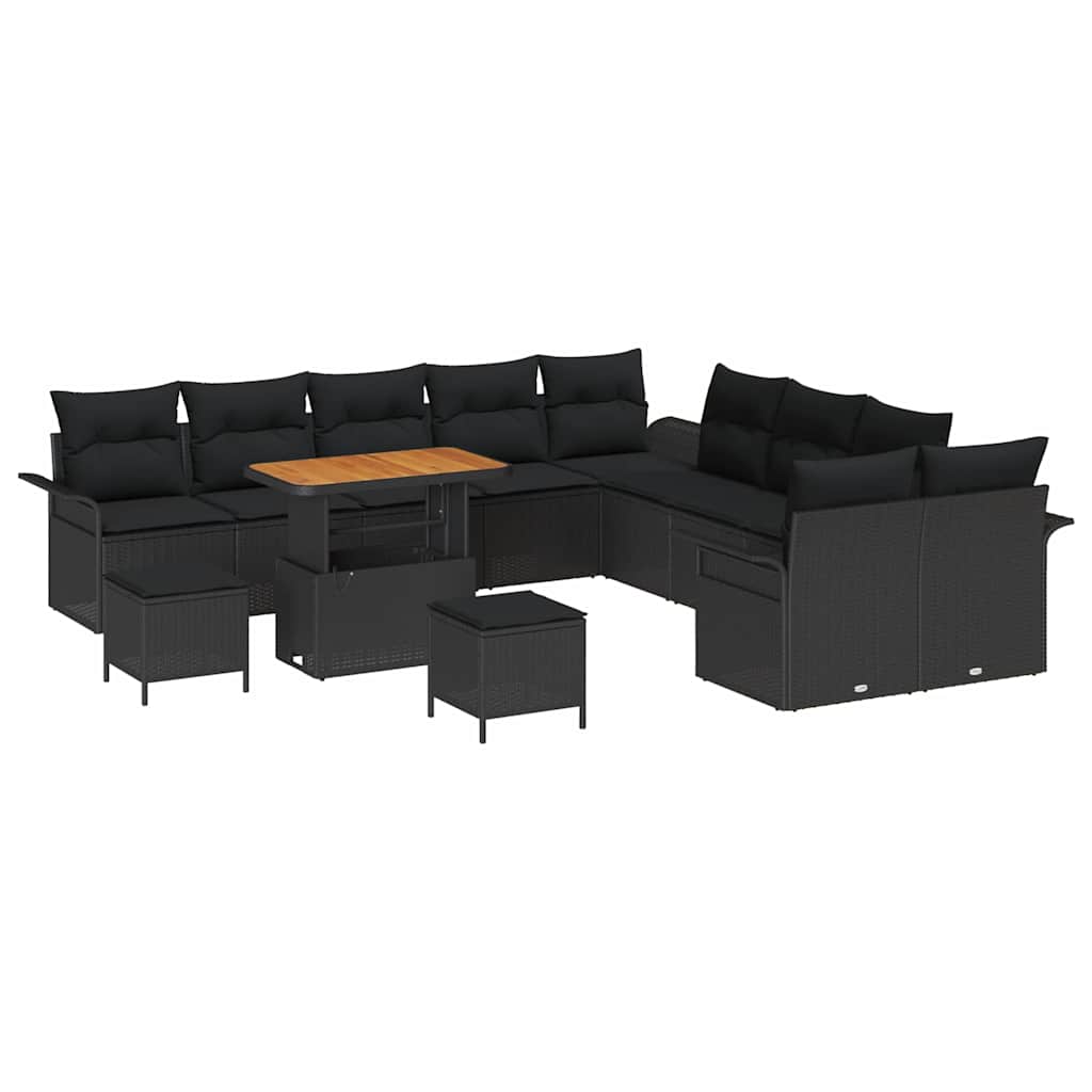 Gartensofa-set 13 stk. Schwarz Poly-Rattan