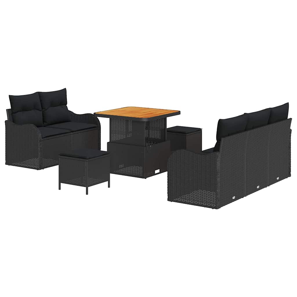 Gartensofa-set 8 stk. Schwarz Poly-Rattan