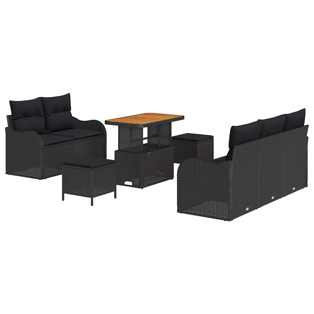 Gartensofa-set 8 stk. Schwarz Poly-Rattan