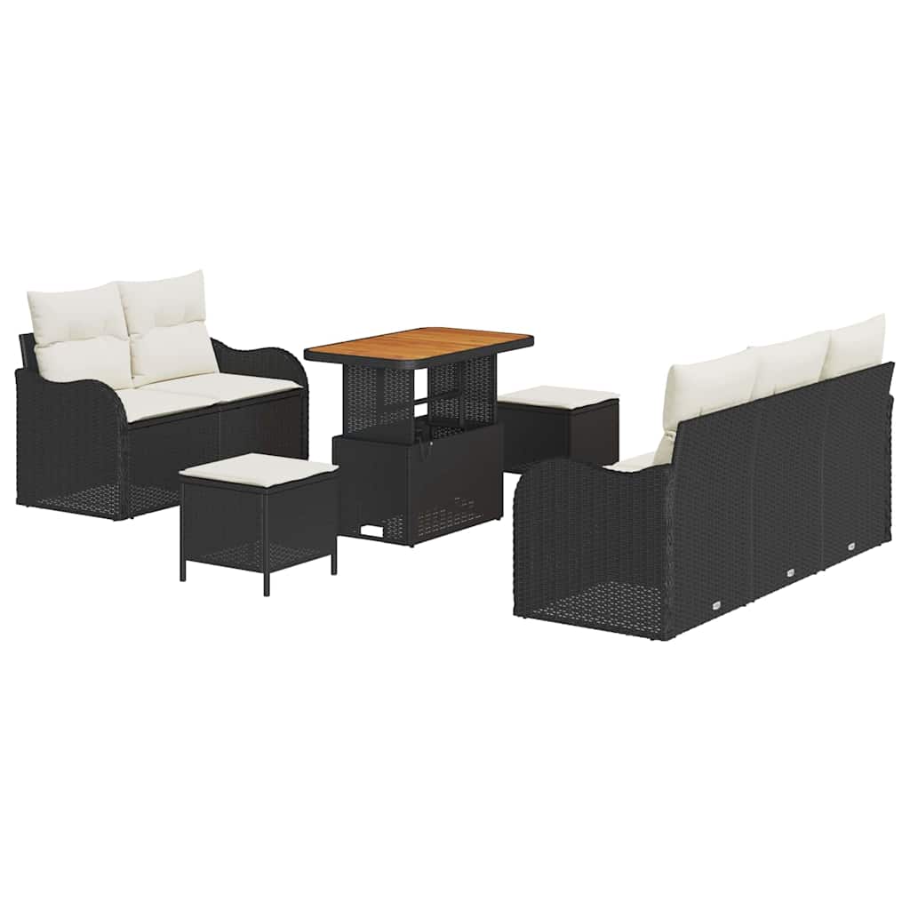 Gartensofa-set 8 stk. Schwarz Poly-Rattan