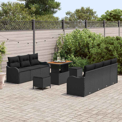 Gartensofa-set 10 stk. Schwarz Poly-Rattan