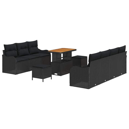 Gartensofa-set 10 stk. Schwarz Poly-Rattan