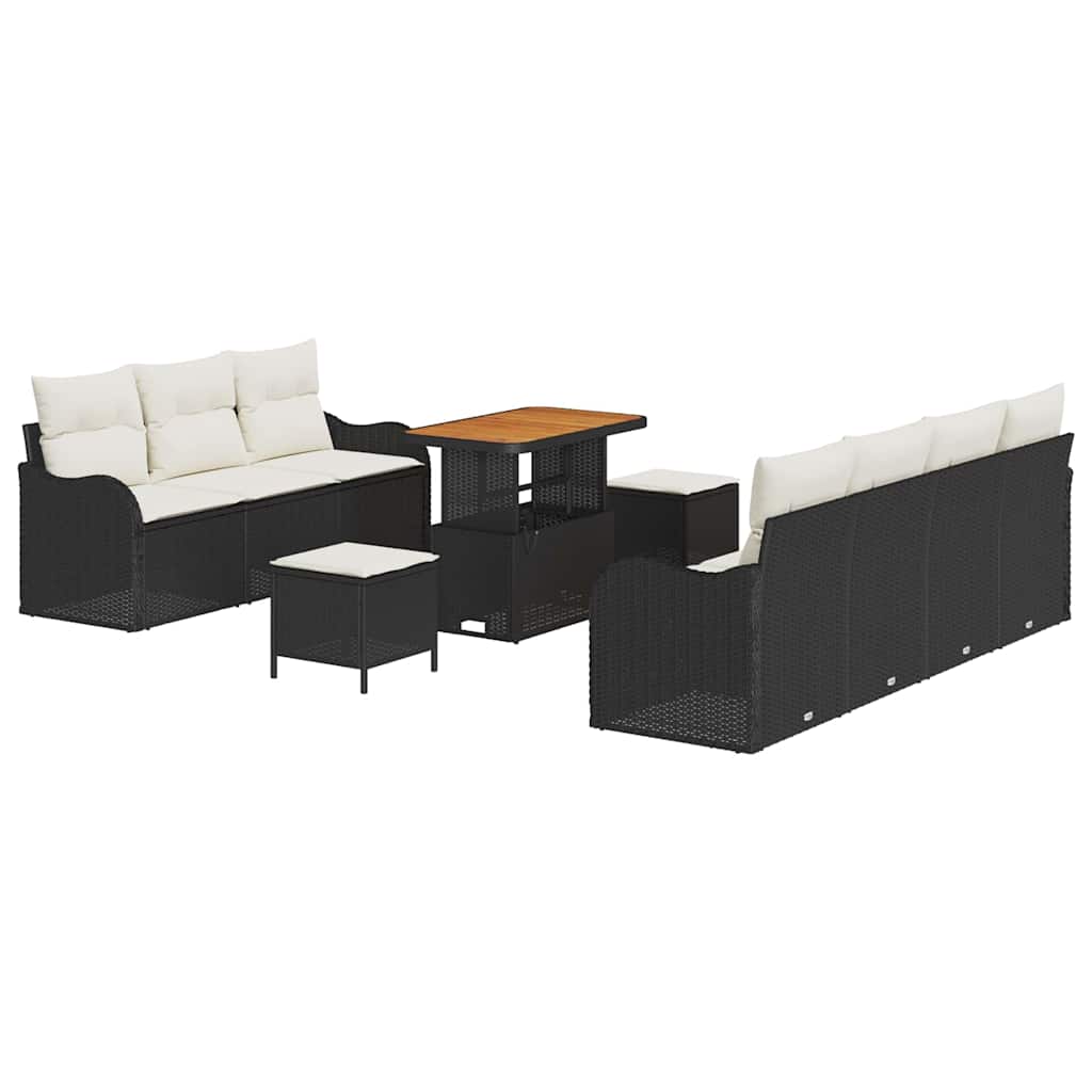 Gartensofa-set 10 stk. Schwarz Poly-Rattan