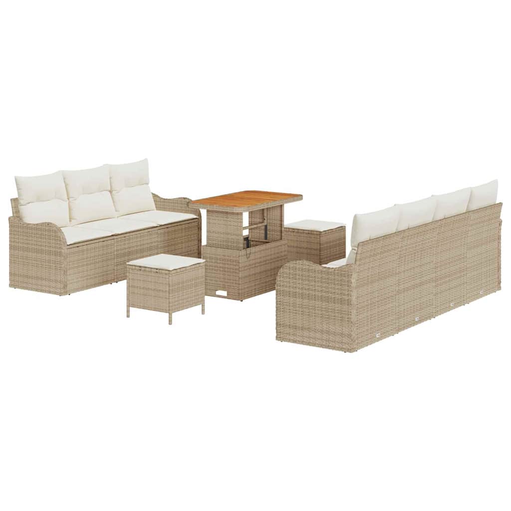 Gartensofa-set 10 stk. Beige Poly-Rattan