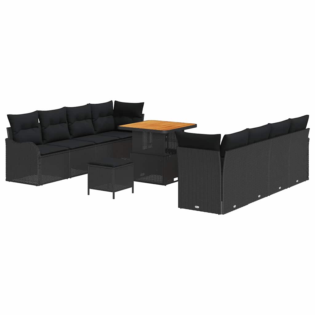 Gartensofa-set 11 stk. Schwarz Poly-Rattan