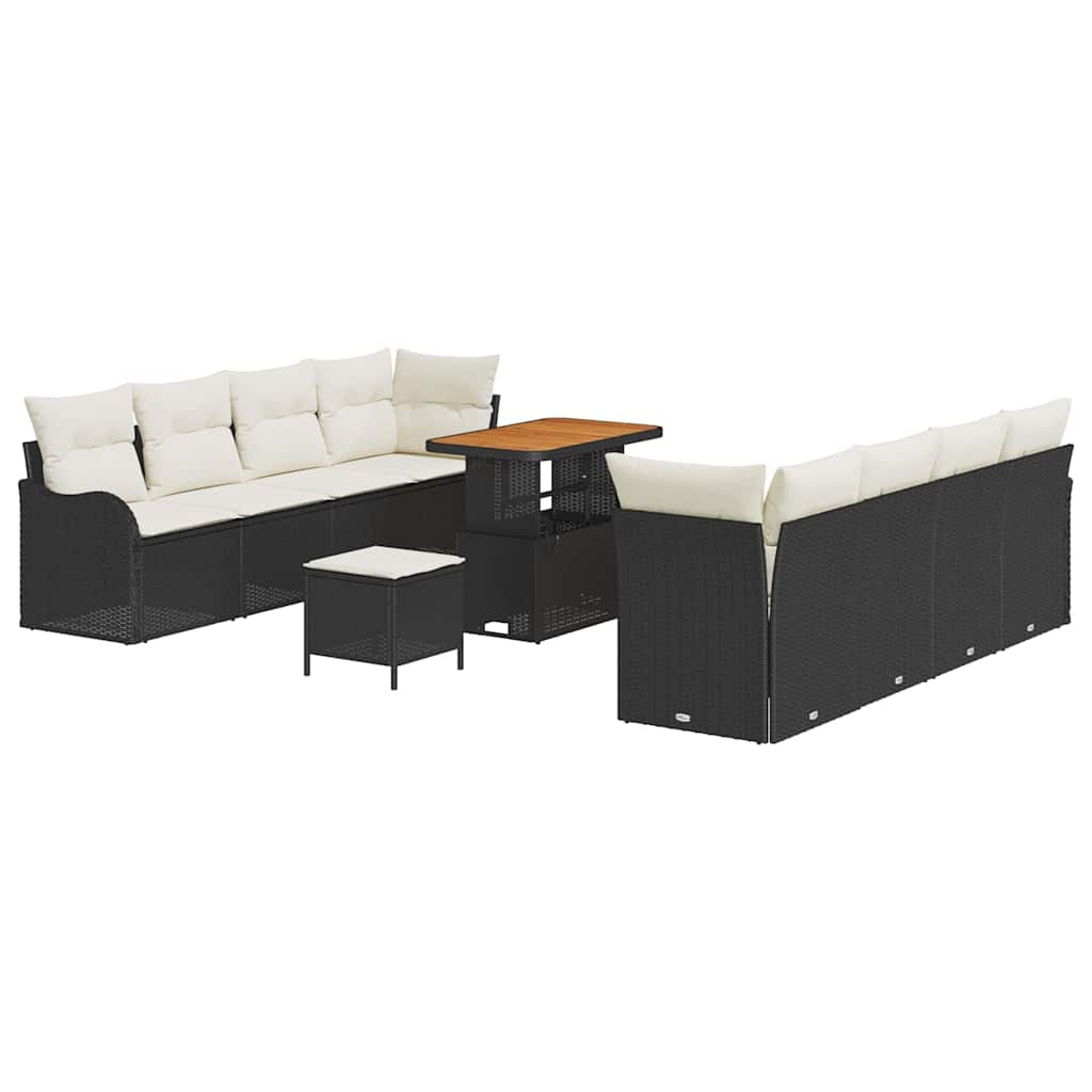 Gartensofa-set 11 stk. Schwarz Poly-Rattan