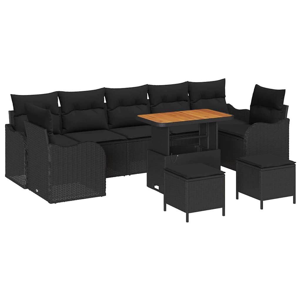 Gartensofa-set 10 stk. Schwarz Poly-Rattan