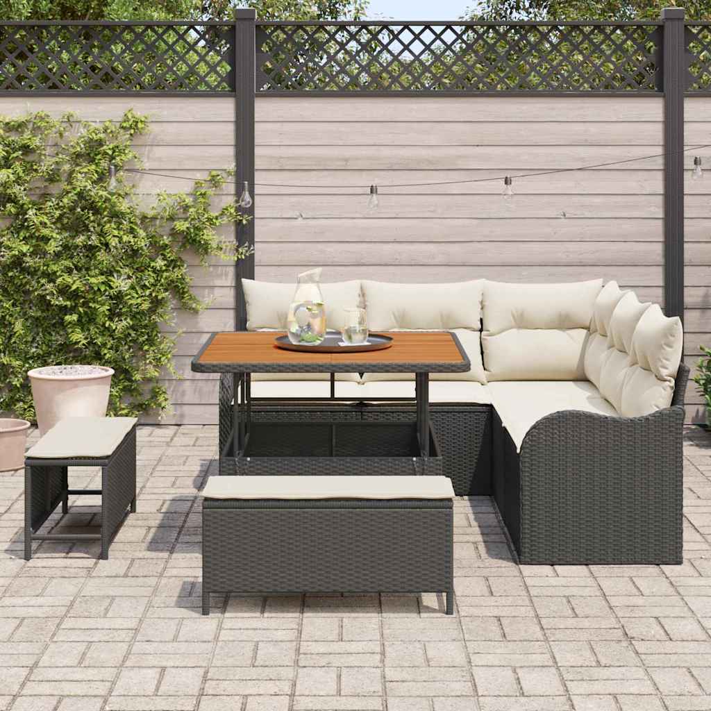 Gartensofa-set 8 stk. Schwarz Poly-Rattan