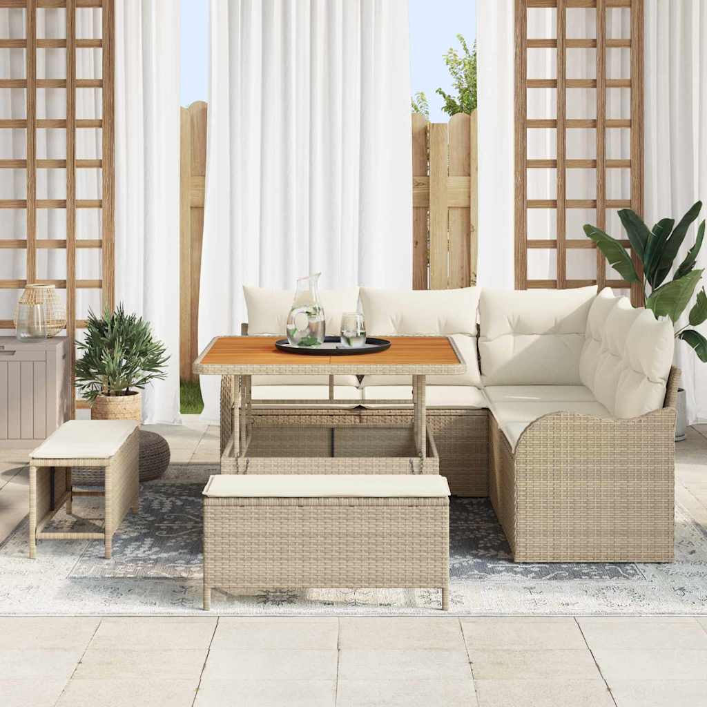 Gartensofa-set 8 stk. Beige Poly-Rattan
