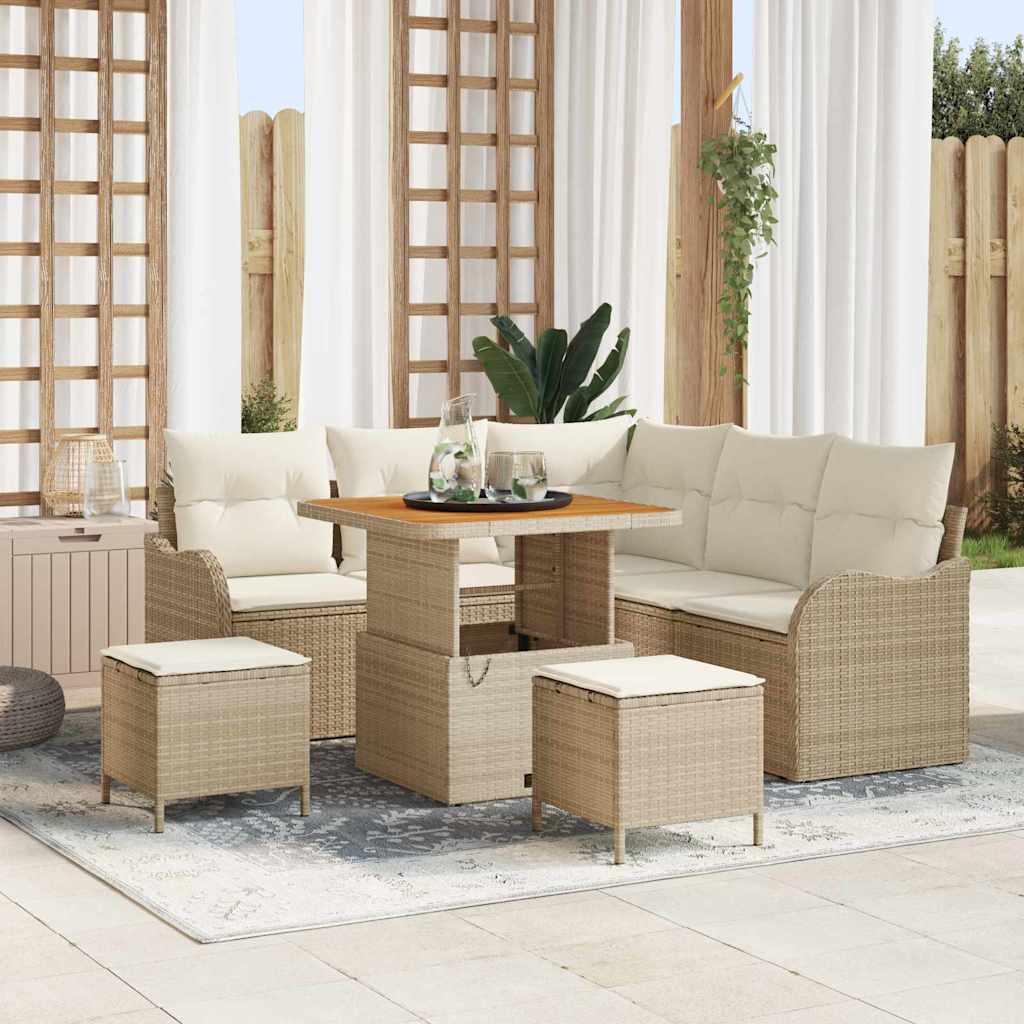 Gartensofa-set 8 stk. Beige Poly-Rattan