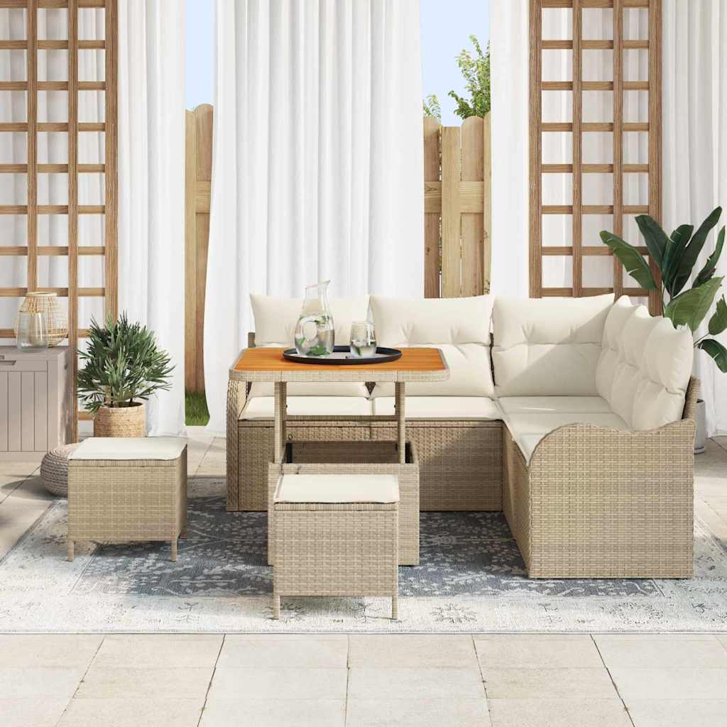 Gartensofa-set 8 stk. Beige Poly-Rattan