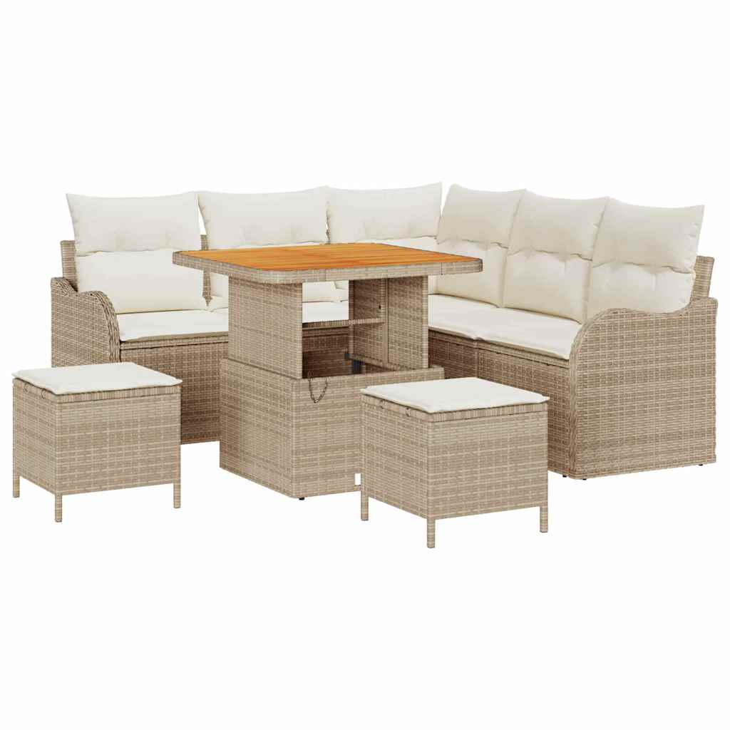 Gartensofa-set 8 stk. Beige Poly-Rattan