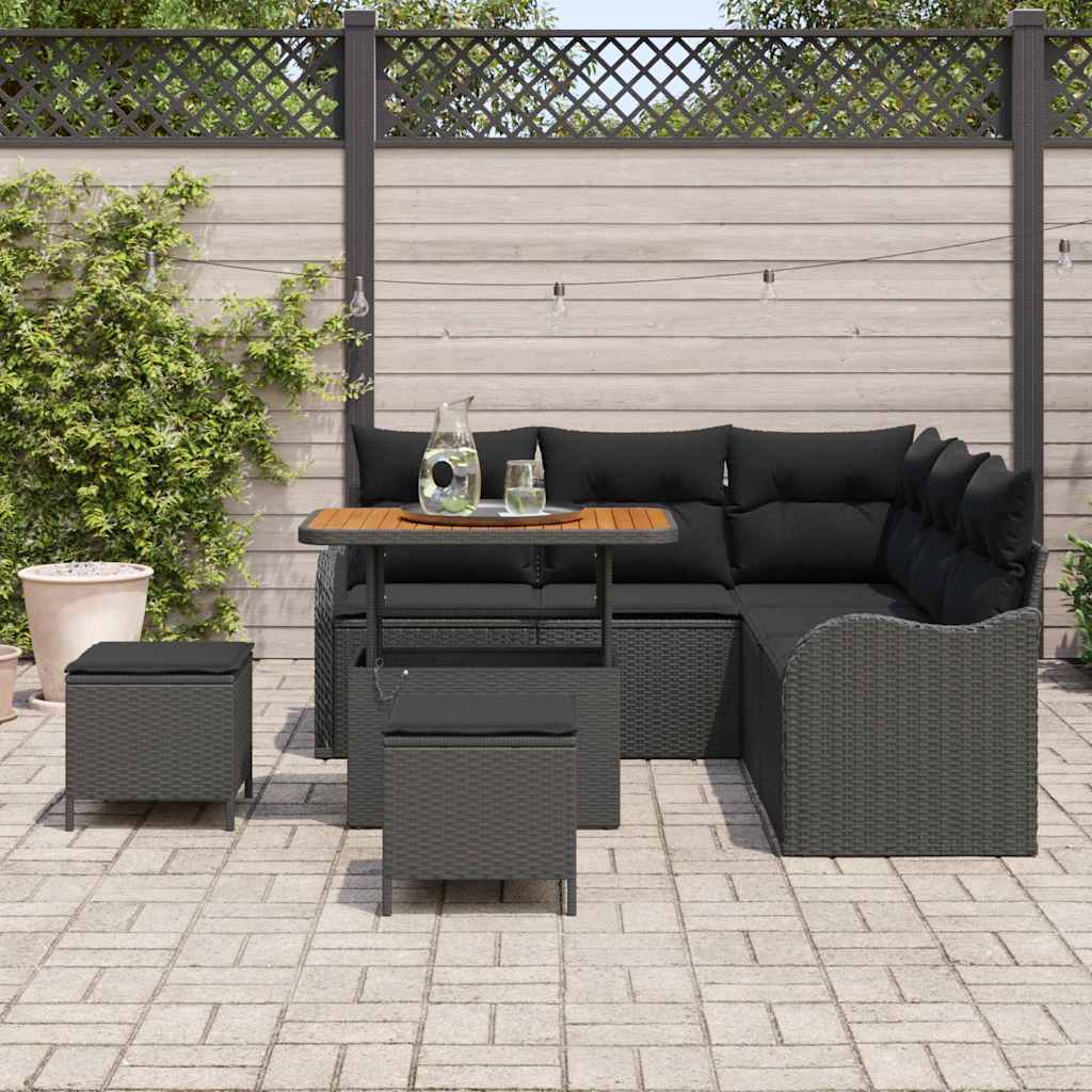 Gartensofa-set 8 stk. Schwarz Poly-Rattan