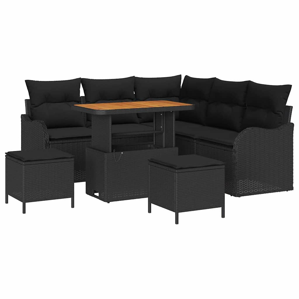 Gartensofa-set 8 stk. Schwarz Poly-Rattan