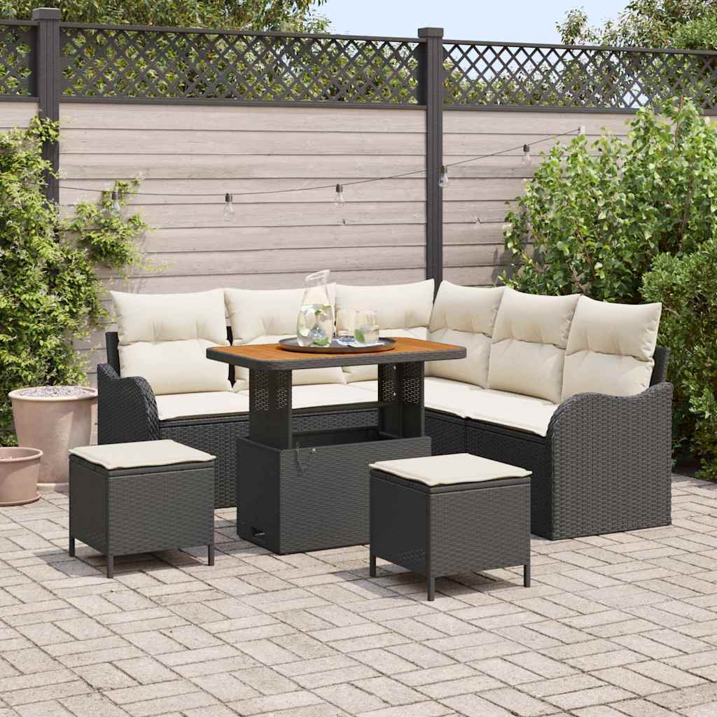 Gartensofa-set 8 stk. Schwarz Poly-Rattan